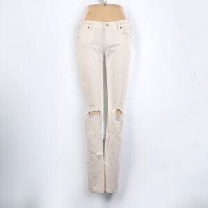 Citizens of Humanity Avedon Low Rise Busted Knee Skinny Jeans in Off-White
